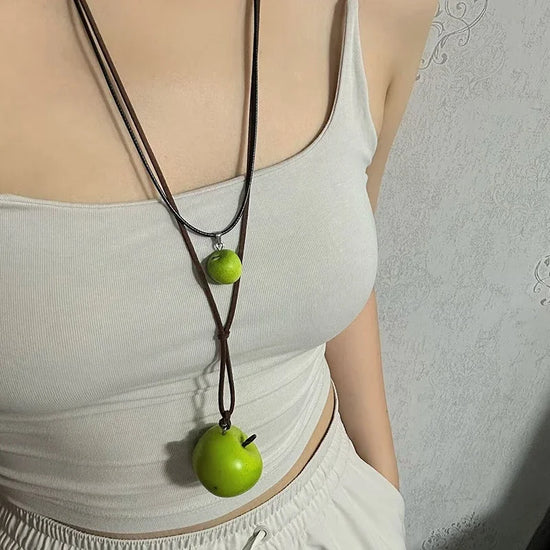 Funny Fashion Bag Accessories Trend Fruits Pendant Necklace for Women Girls Y2K Cute Party Necklace Aesthetic Jewelry