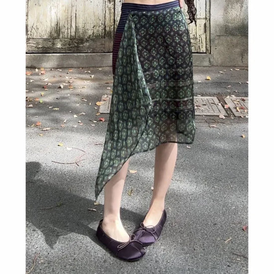 2026 Summer Fashion Foreign Style Printing Temperament Thin Fake Two Irregular Skirt Women&