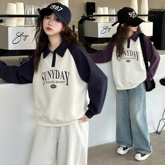 Fashion Children  Cotton Sweatshirt for Teen Girls New Autumn Outfit Wholesale Kids Clothing Age 5 6 7 8 9 10 11 12 13 14 Years