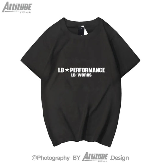 2026 Summer Fashion New Attitude ATTITUDE War God GTR35 Japanese LB Widebody Wraparound Liberty Walk Cotton ShortSleeved T-Shirt