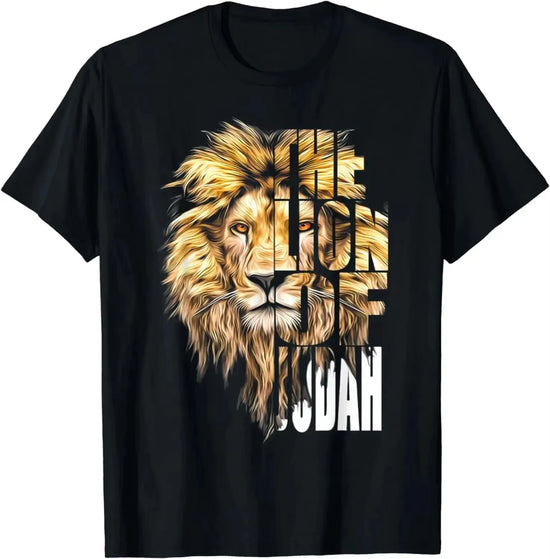 Best Selling Fashion New Street Jesus Lion Animal Printed Christian T-Shirt for Men Vintage Black Fashion Design T Shirt Tops