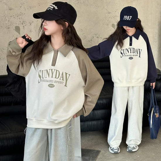 Fashion Children  Cotton Sweatshirt for Teen Girls New Autumn Outfit Wholesale Kids Clothing Age 5 6 7 8 9 10 11 12 13 14 Years