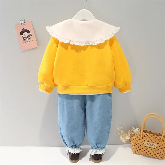 Children Clothing Sets Spring Autumn Baby Girls Coats Shirt Jeans Infant Clothes Outfits Toddler Kids Floral Princess Costume